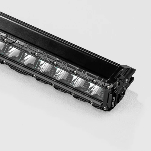 Closeup of a single STEDI™ ST3K 20 LED light bar, on a light grey background.