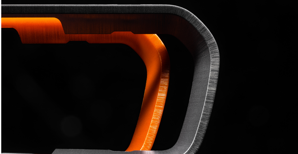 A close look at the EVO Light Bar orange and charcoal Fascia.