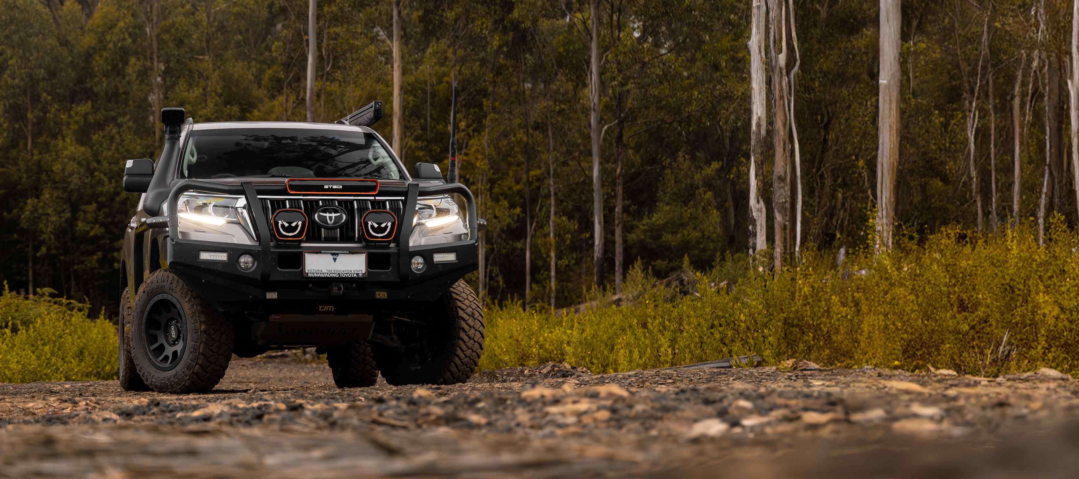 A 150 Prado, with a STEDI™ EVO Light Bar, shining bright.