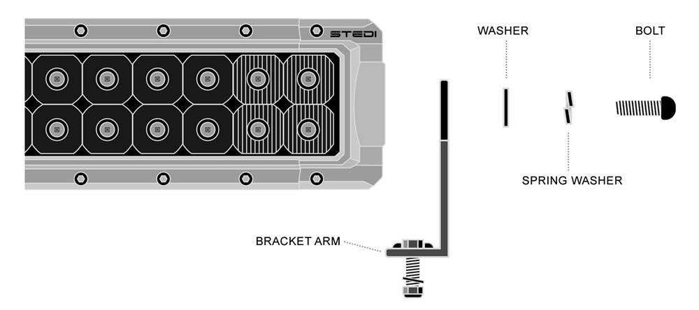 STEDI LED Light Bar Side Bracket Diagram